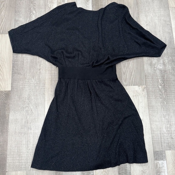 Maje black metallic cashmere blend tencel empire waist fall designer dress ❤️ - Picture 4 of 9